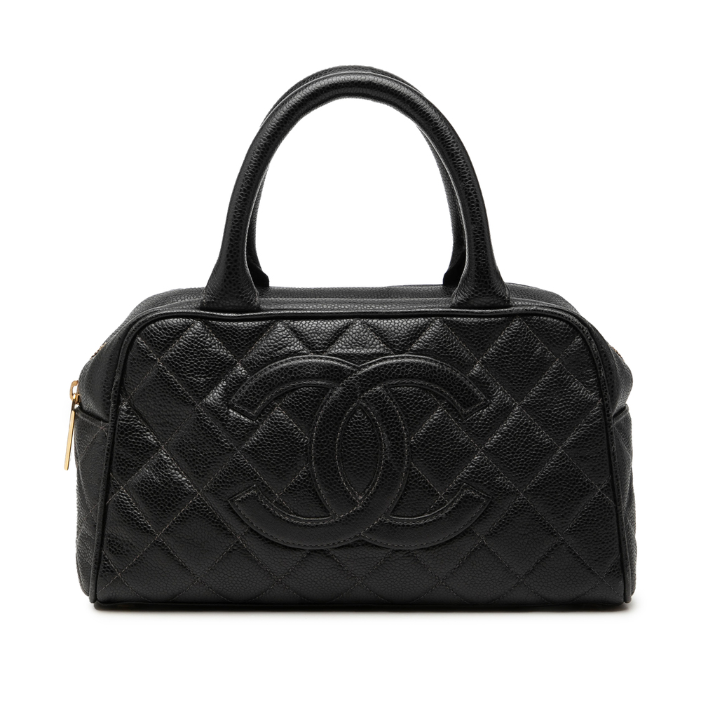 Pre-Loved Chanel CC Quilted Caviar Bowling Bag
